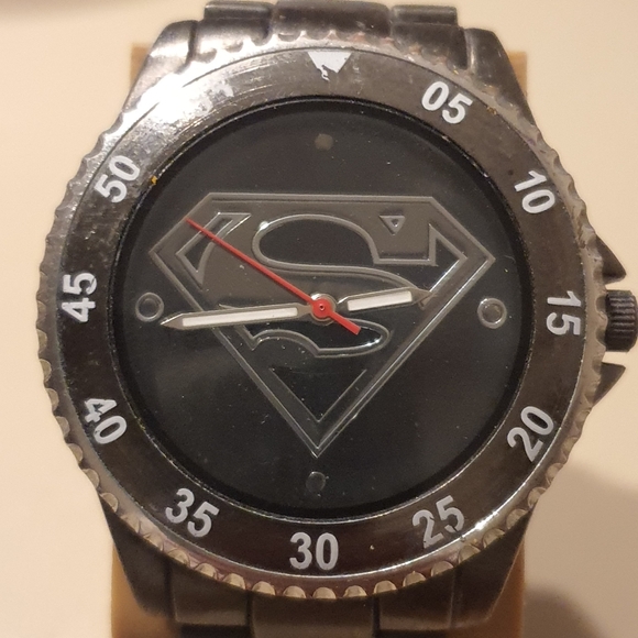 Accutime Superman Silver/Gunmetal Diver Style Men's Watch - Picture 1 of 5